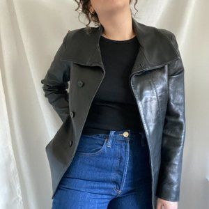 Vintage Cole Haan City Black Lambskin Leather Blazer Jacket - Size XS